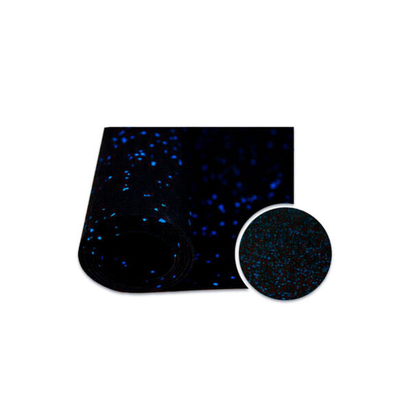 Piso en Rollo Negro con chispas azules – 8 mm. de espesor